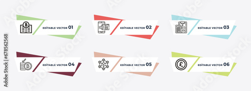 ledger, online banking, budget accounting, proof of stake, blockchain, pound outline icons. editable vector from cryptocurrency concept.