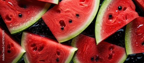Fresh watermelon closeup with a half cut on a background photo