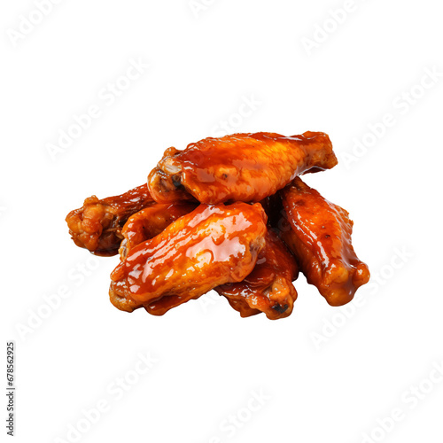 Chicken wings coated in a spicy buffalo sauce ,isolated on white and transparent background