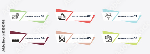 soak, softener, glass cleaning, wiper, slippery, detergent outline icons. editable vector from cleaning concept.
