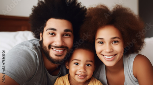 Cute interracial family portrait, happy people