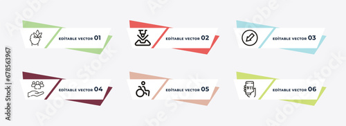 do not cross line, bend, keep left, medical support, handicap, 911 outline icons. editable vector from alert concept.