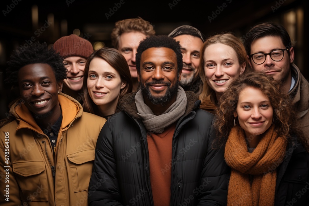 Group of people posing in front of a camera. Group of people posing in front of a camera.