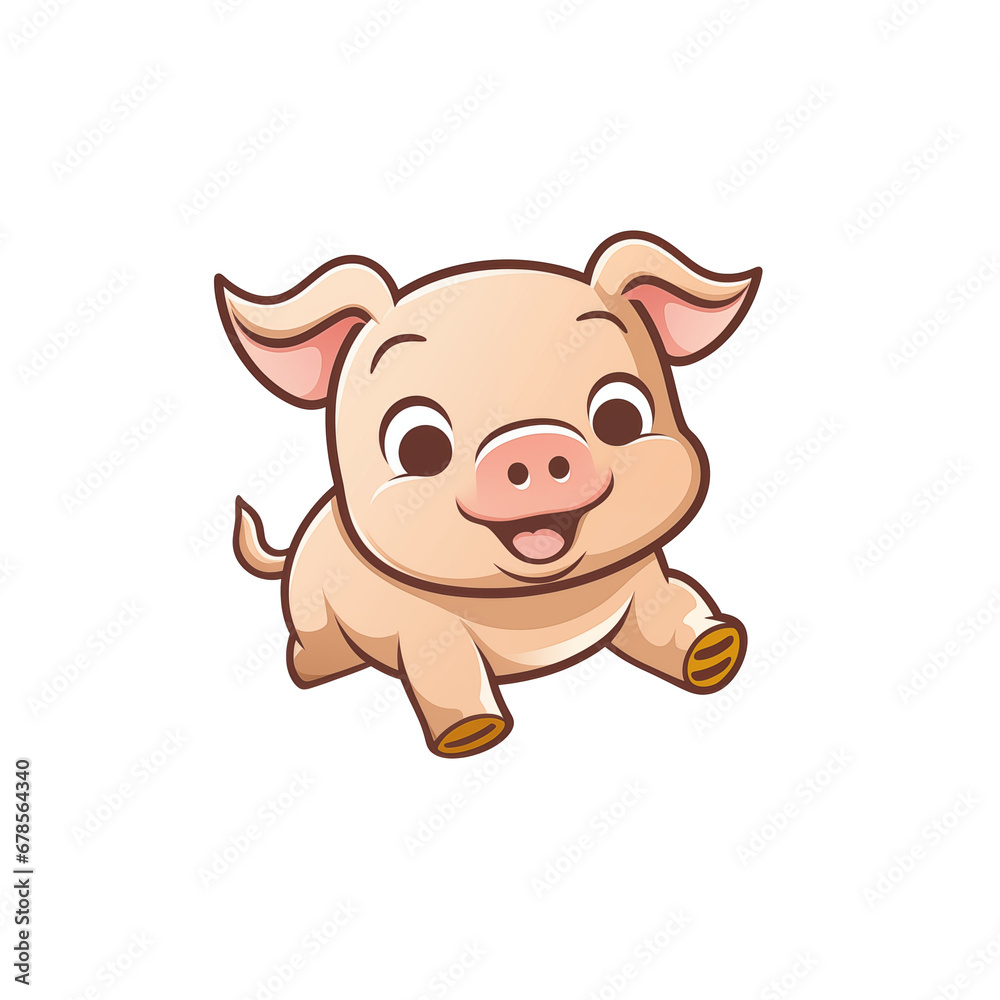 Fototapeta premium cartoon pig with big eyes