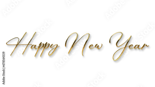 golden happy new year text calligraphy transparent png for posters and banner and also for social media creative photo