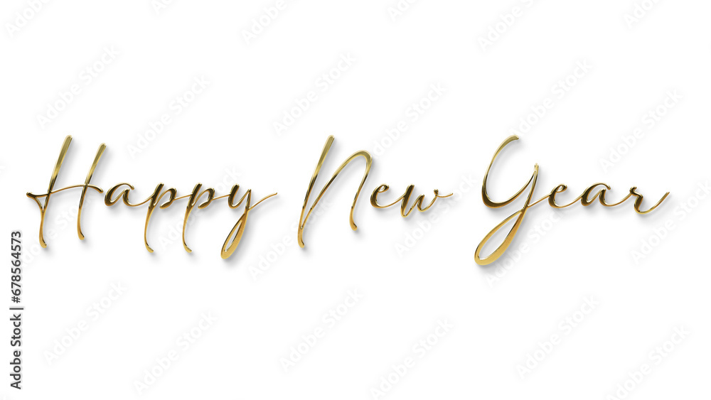 golden happy new year text calligraphy transparent png for posters and banner and also for social media creative - obrazy, fototapety, plakaty 