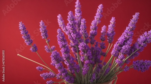 bunch of lavender on red background