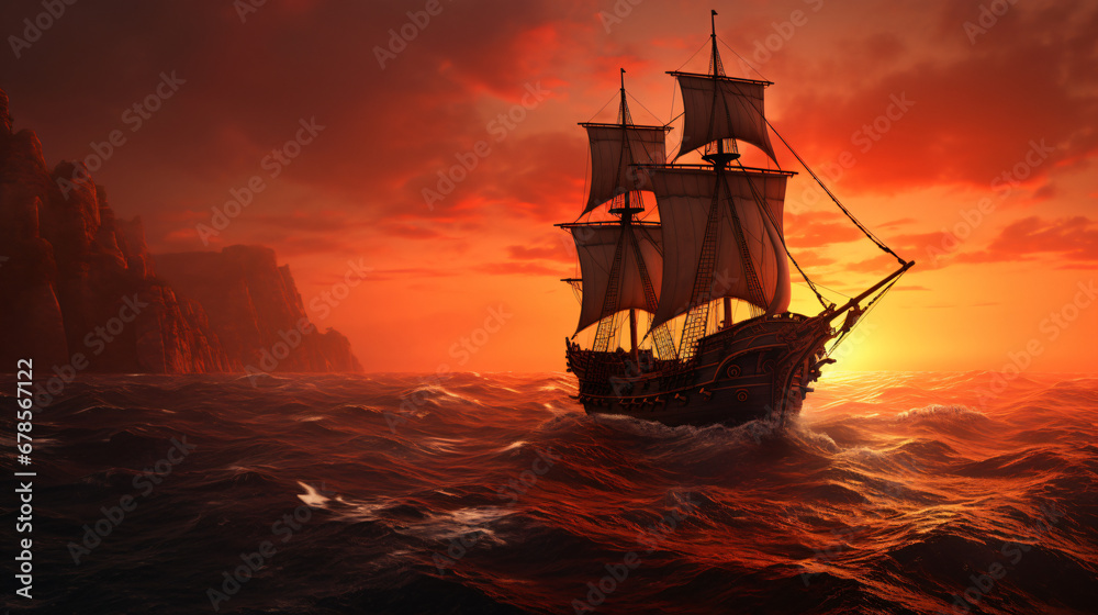 A ship sailing