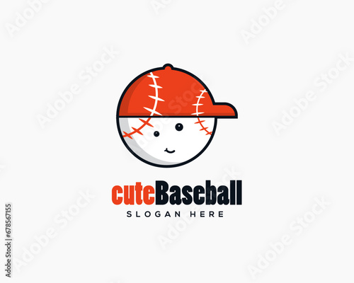 Cute baseball vector logo design template. Baseball logo design concept.