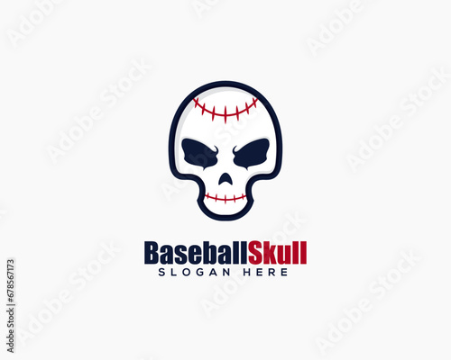 Skull and Baseball logo design template.