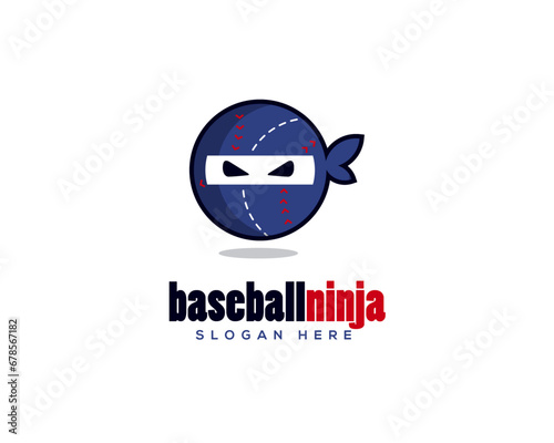 Ninja Baseball logo design vector template. 