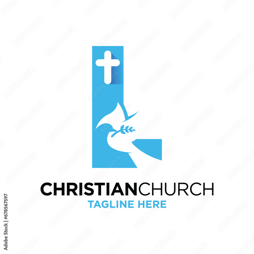Letter L Dove Christian Logo Design Template Inspiration, Vector Illustration.