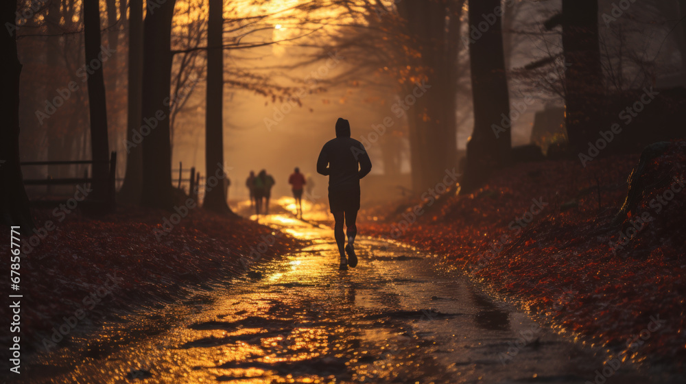 Misty Autumn Morning Run in the Park Misty Autumn Morning Run in the Park