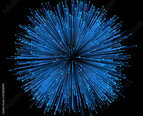 Luminous lines radiating outward from the center