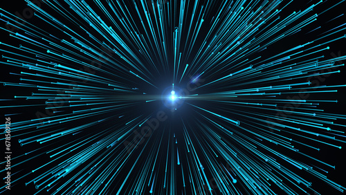 Luminous lines radiating outward from the center