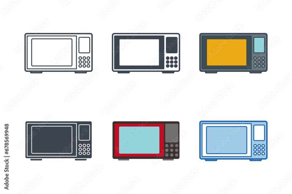 Oven Microwave icon collection with different styles. microwave oven icon symbol vector illustration isolated on white background