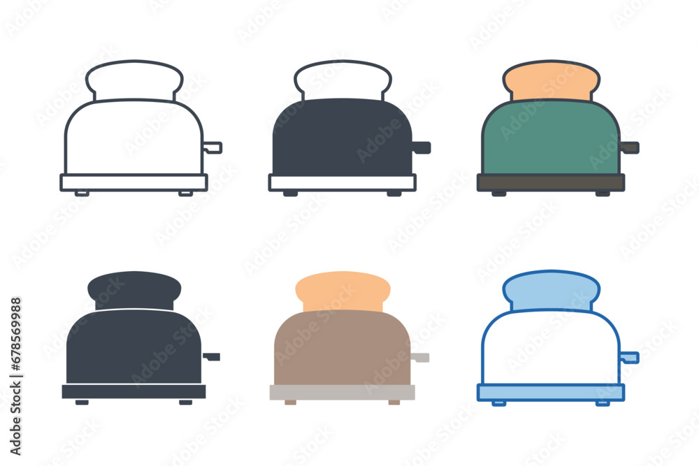 Toaster icon collection with different styles. Bread toaster icon symbol vector illustration isolated on white background Toaster icon collection with different styles. Bread toaster icon symbol vector illustration isolated on white background