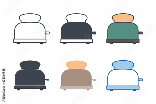 Toaster icon collection with different styles. Bread toaster icon symbol vector illustration isolated on white background