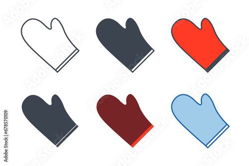 Cooking Gloves icon collection with different styles. Oven glove icon symbol vector illustration isolated on white background