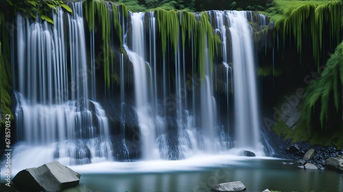  Wall of Waterfalls that create a calming and relaxing, Generative AI