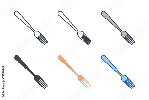 Fork icon collection with different styles. Fork icon symbol vector illustration isolated on white background