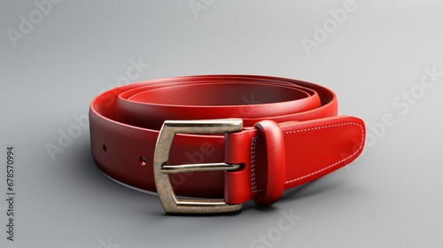 Red belt with a buckle on a white background.
