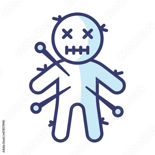 Voodoo doll. Ritual object for witchcraft, magic and casting spells or damage to a person.