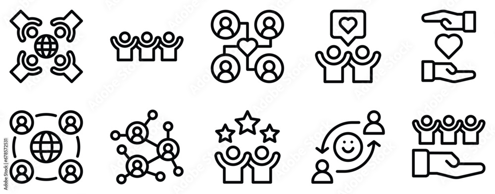 friendship line style icon collection
