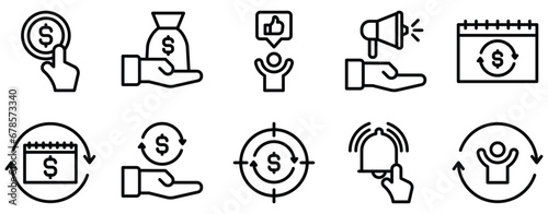 subscription business model line style icon collection