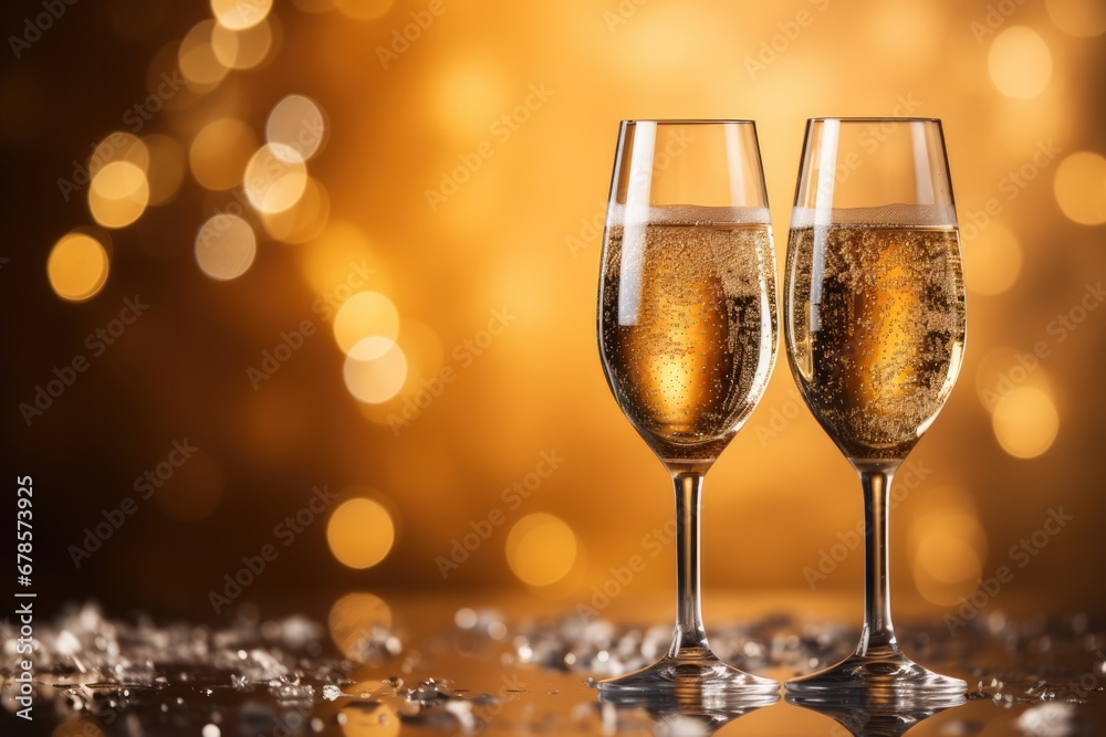 New Years Eve champagne toast isolated on a gold gradient background New Years Eve champagne toast isolated on a gold gradient background