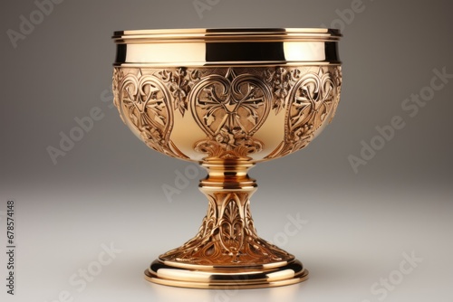 Golden chalice symbolizing the spirit of Midnight Mass isolated on a white background 