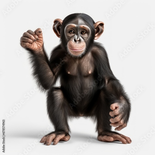 Adorable Chimpanzee full body on a white background