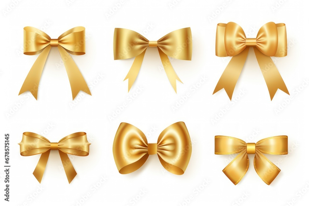 Collection of gold ribbons on a white background Collection of gold ribbons on a white background