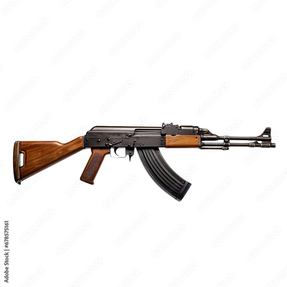 Side view of assault rifle isolated on a white transparent background Side view of assault rifle isolated on a white transparent background