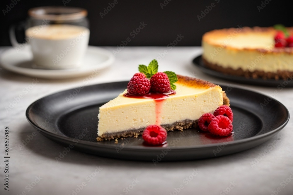 A delicious cheesecake sprinkled with goodies stands on a table with a beautiful background A delicious cheesecake sprinkled with goodies stands on a table with a beautiful background