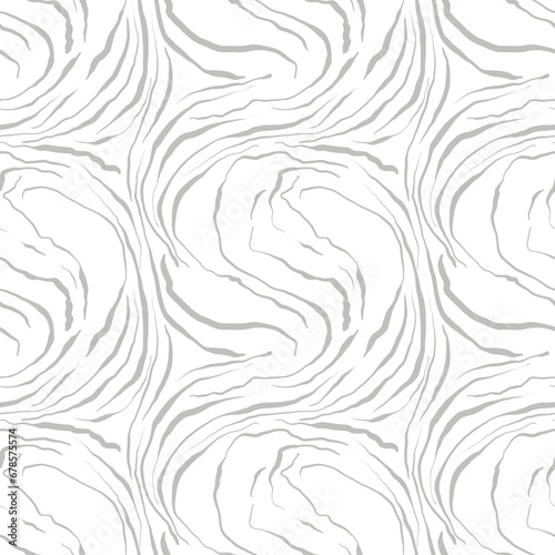 Seamless abstract textured pattern. Simple background with grey, white texture. Digital brush strokes. Lines, waves. Design for textile fabrics, wrapping paper, background, wallpaper, cover.