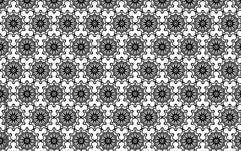 Decorative Seamless Pattern Black and White 012