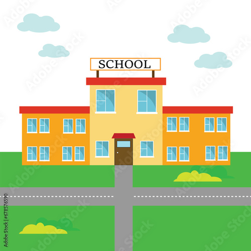 Fototapeta Naklejka Na Ścianę i Meble -  Vector illustration of school building. Welcome back to school.Buildings for city construction. Flat style. Eps 10