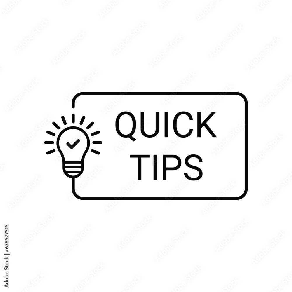 quick tips banner with thin line lightbulb. concept of learning template or inform support or aha moment. linear simple trend modern faq logo element web graphic design isolated on white background quick tips banner with thin line lightbulb. concept of learning template or inform support or aha moment. linear simple trend modern faq logo element web graphic design isolated on white background