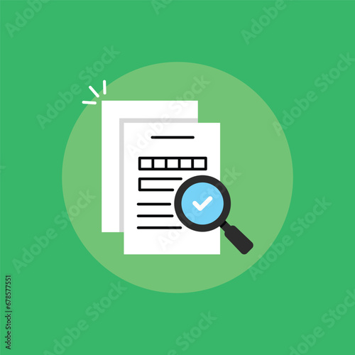 cartoon assess result icon like audit. flat regulate logotype graphic contract sheet design illustration. concept of compliant information file or standard doc symbol and business focus regulation