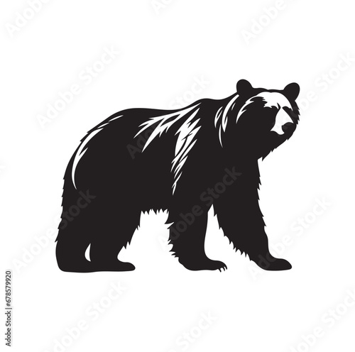 Bear silhouette Vector On White Background.