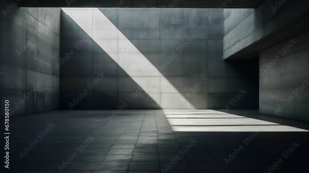 A minimalist scene featuring an empty concrete room. A minimalist scene featuring an empty concrete room.