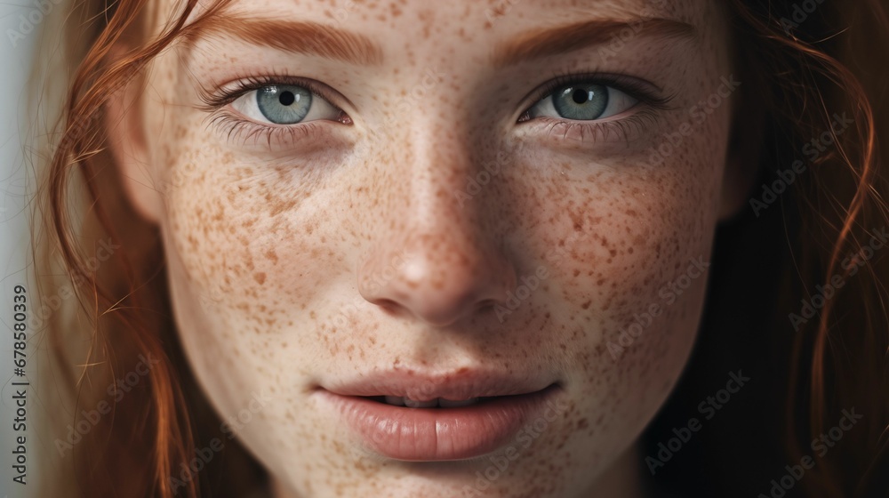 An image of a woman with a scattering of freckles. An image of a woman with a scattering of freckles.