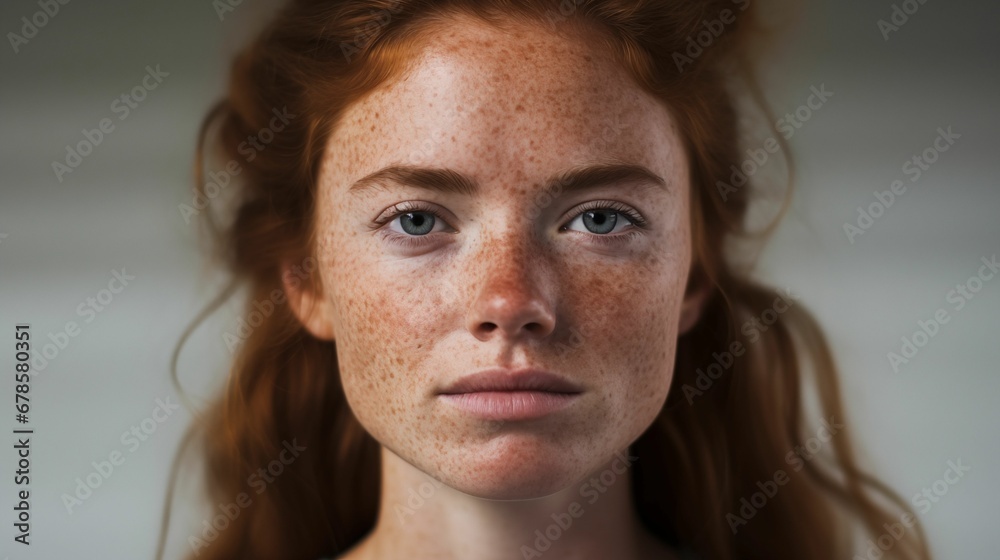 An image of a woman with a scattering of freckles. An image of a woman with a scattering of freckles.