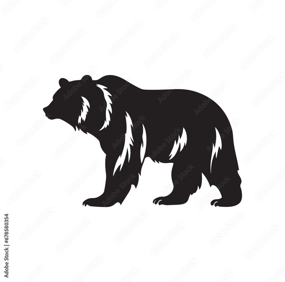 Bear silhouette Vector On White Background. Bear silhouette Vector On White Background.