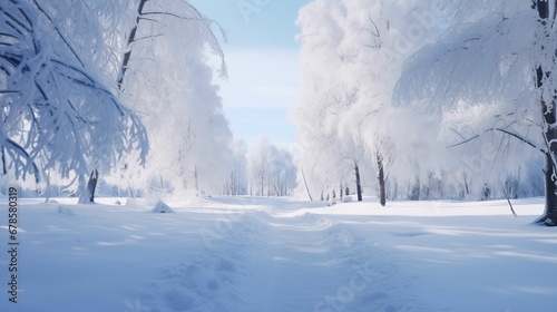 An image of a winter landscape after a fresh snowfall. © kept