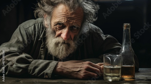 An old sad man is an alcoholic.