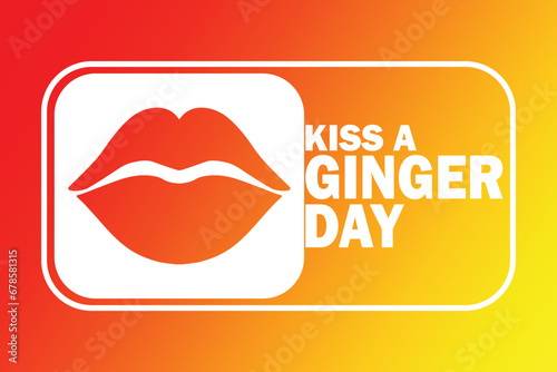 Kiss A Ginger Day. Holiday concept. Template for background,  banner, card, poster with text inscription. Vector illustration