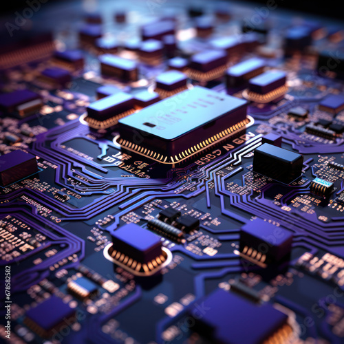 A high-tech circuitry design in deep purple UHD 