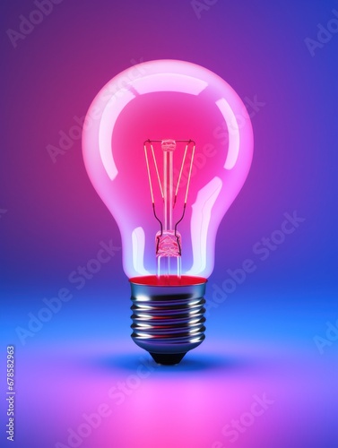 Illuminating Ideas: Light Bulb Shining on a Radiant Blue Background, Conceptualizing Innovation